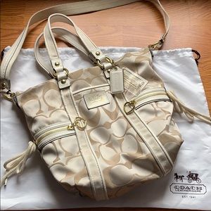 Tan/Gold Coach Poppy Shoulder Purse